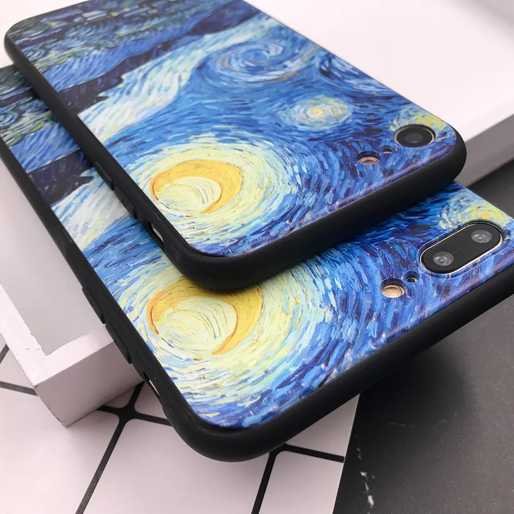 XIX for Funda iPhone X Case 5 5S 6 6S 7 8 Plus X XS Max XR Van Gogh for Cover iPhone 7 Case Soft TPU for Capa iPhone