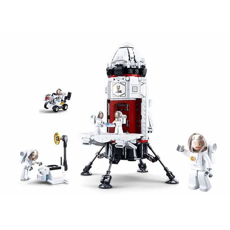 

733pcs Aerospace series Space rocket launching base astronaut mini action figures Building Blocks Toys For children gifts