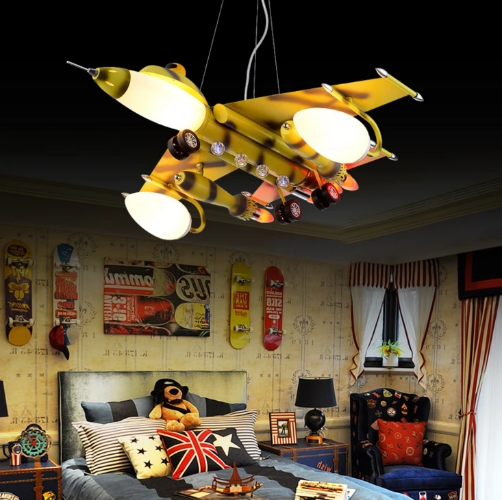 

Children's eye safety lights led cartoon chandeliers boys and girls study lamp creative aircraft children's room chandeliers