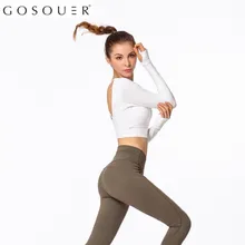 Gosouer Йога футболка Топ для тренировок для женщин с длинным рукавом тренировки женские s тренировочные Топы Одежда Camiseta Para бег быстросохнущая