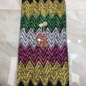 

Nigerian french net Lace Sophia-5.1101 Embroidered Cord Lace Fabric with full beads for bridal dress