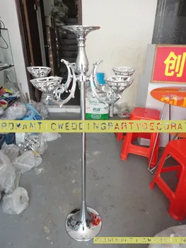 

8PCS New Style tall 120cm /47" fast delivery Silver wedding party road led decoration centerpiece vase Silver candelabra