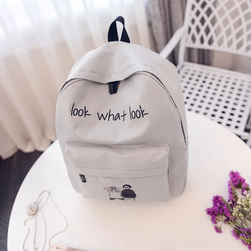 

PACGOTH Japanese and Korean Preppy Style Canvas Students Backpack Cartoon Printing Letter Characters Unisex Students Backpacks