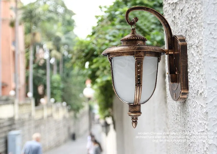 Наружная лампа античный Европейский Стиль Настенный светильник E27 маленькие рыболовные лампы(бронза