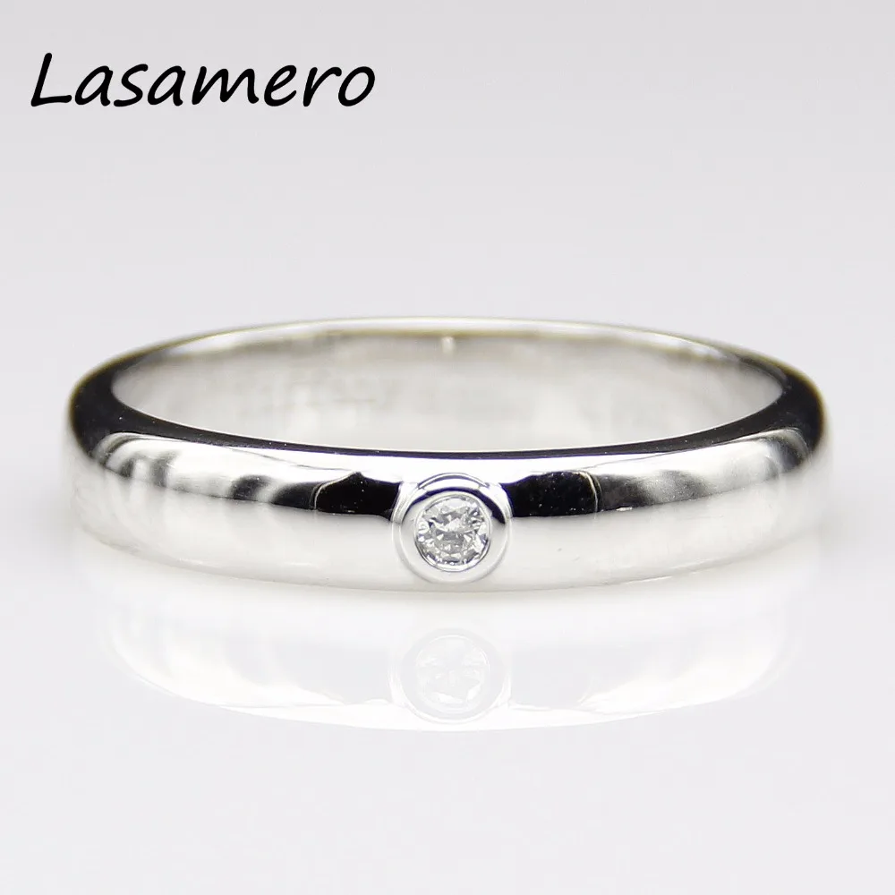 

LASAMERO Ring For Women 0.026CT Certified Diamond Solitaire Ring 18K Gold Engagement Wedding Promise Ring Gift 1pc