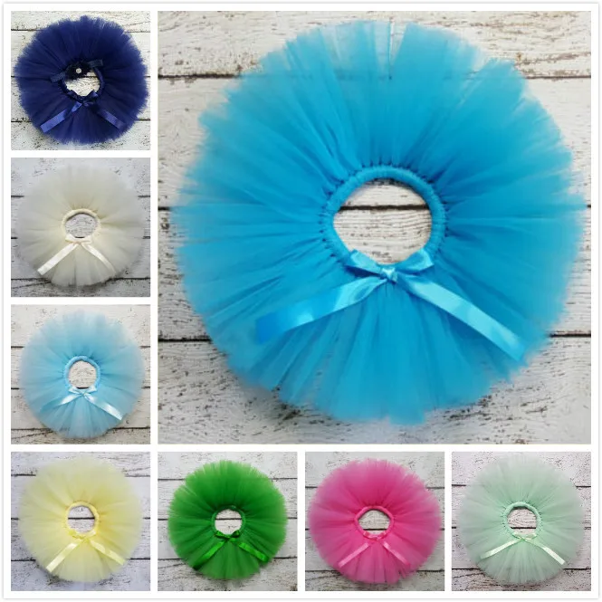 

EMS Baby Tutu Skirts Girls Ballet Tulle Tutu Pettiskirts Underskirts with Ribbon Bow Kids Birthday Party Skirts 0/2y 30Pcs/lot