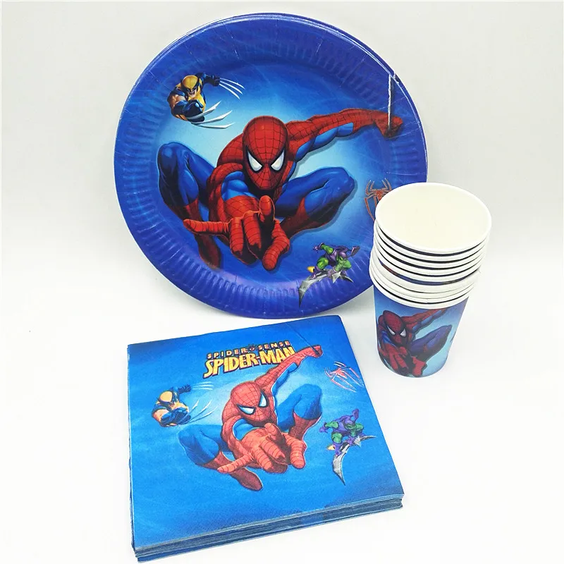 

40p/set Spiderman Birthday Party Supplies Plate Cup Napkin Disposable Tableware Party Favor Decoration Cake dishes