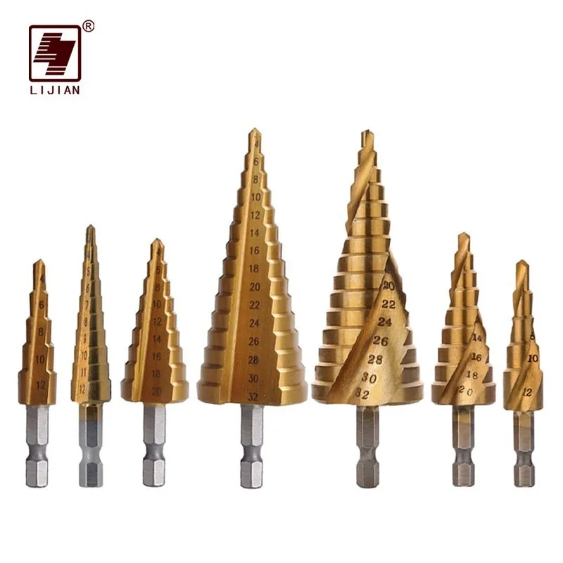 HSS Titanium Coated Step Drill Bit High Speed Steel Cone Drilling Power Grinder Tools For Metal Woo