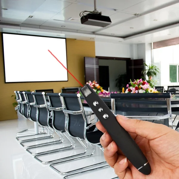 

kebidumei 1pcs USB Wireless Powepoint Presentation Presenter Red Laser Pointer Remote Control Pen for Desktop Laptop Computert