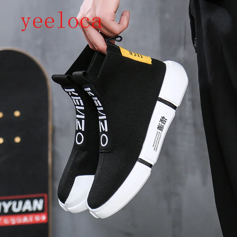 Juventude Ocasional Masculino Primavera Coreana De Versão Maré Yeeloca Meias Sapatos Homens Alto Único Nova Gangue Dos Preto wp57EPq