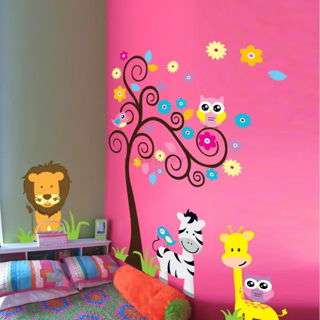 New 2017 Diy Owl Tree Zebra Lion Zoo Western Wall Sticker Mural New 2017 Diy Owl Tree Zebra Lion Zoo Western Wall Sticker Mural Home Art Decor Bedroom