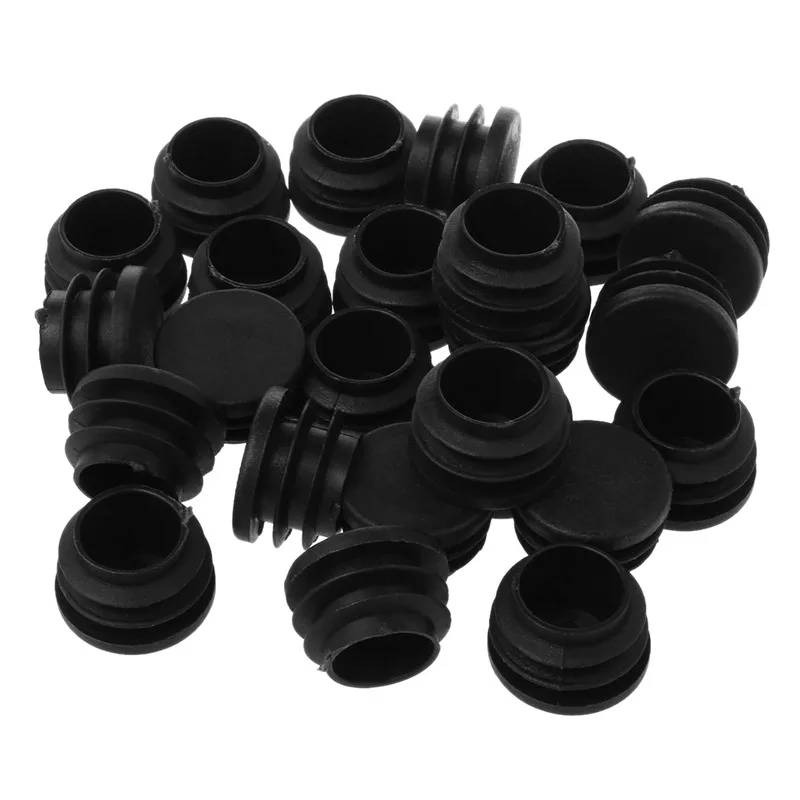 

24Pcs Diameter 25mm Plastic Round Tube Plug Inserts Stem Cover Black