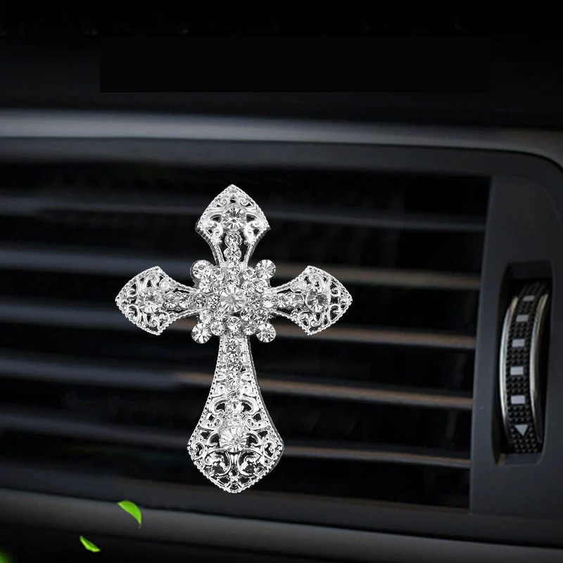 Inlaid diamond cross style car Air conditioning outlet perfume car perfume car interior accessories car fragrance - Image 3