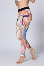 Yoga Printed Leggings and Capris Running Compression Tights Female Elastic Sport Fitness Gym Trousers Free Shipping HK3618