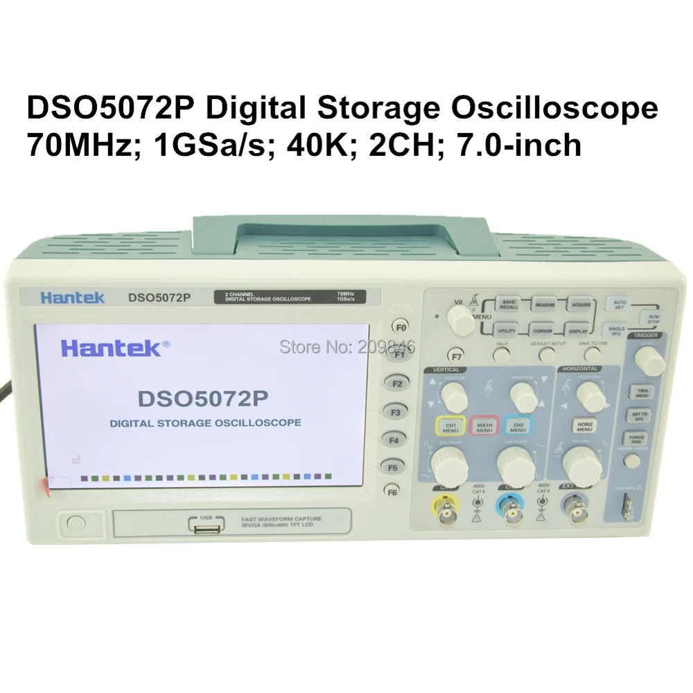 Hantek DSO5072P Цифровой осциллограф 70 мГц 2 Каналы 1GSa/S запись Длина 40 К USB 2ch|storage