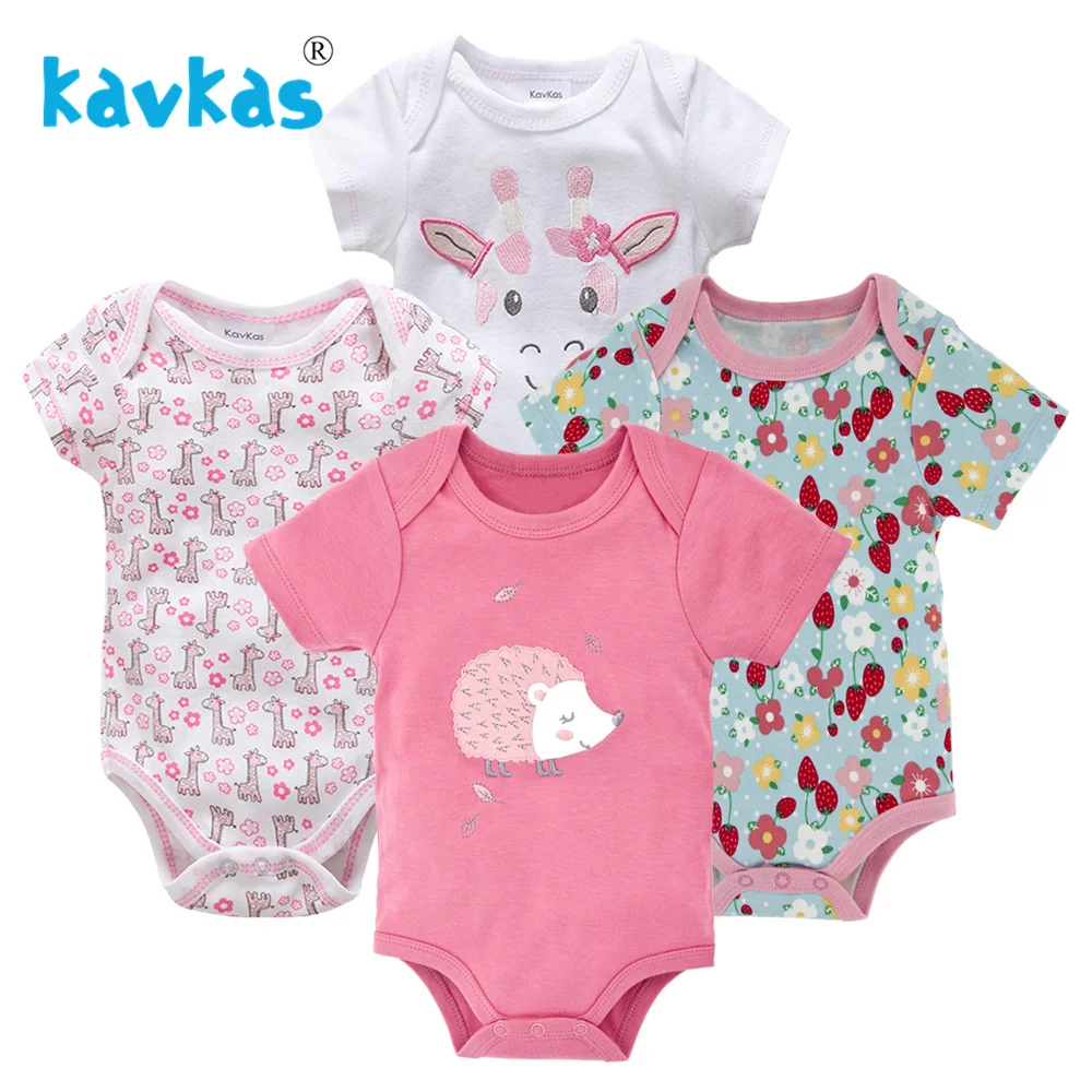 Kavkas Baby Sleepwear 4pcs/Set Short Sleeve Newborn Baby Boy Pajamas Infantile Baby Boy Clothing