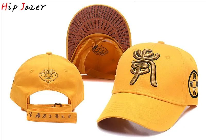 Chinese style embroidery Chinoiserie Men Buddhism Yellow baseball caps auspicious clouds adjustable snapbacks hat Sinicism caps