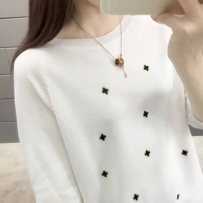 

2019 Autumn and Winter New Style - Embroidered ice linen knitted pullover, sweater 40 [U 34]