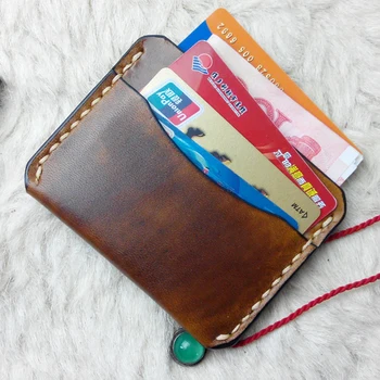 

Genuine Leather Credit Card Holder Cover Retro Handmade Small Bank Cardcase Luxury Cool Card Protector Case for Credit Cards