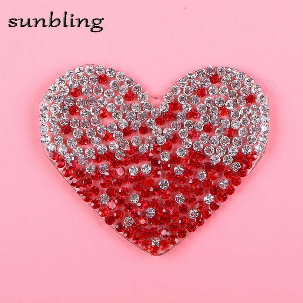 new trendy diy IRON ON STYLE DMC rhinestone patches red clear crystal