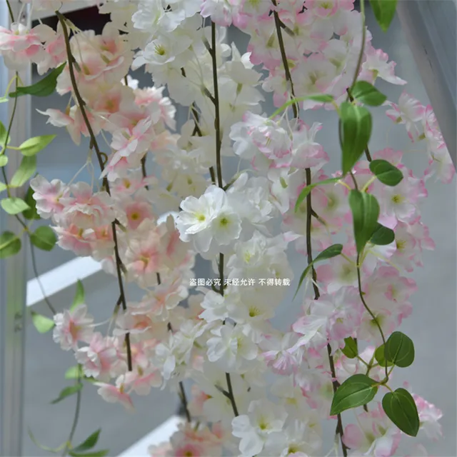 2112 7 De Réductionfleurs De Cerisier Artificielles Wisteria Bricolage Décorations De Mariage Fleurs Vignes Fleurs De Soie Fleurs Artificielles 5