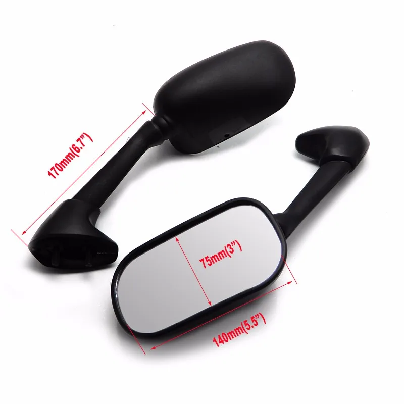Rear View Mirrors For Yamaha R1 1998 1999 2000 2001 & R6 1999-2005 & R6S 2006-2008 Black OEM Style Racing Replacement Mirrors (1)