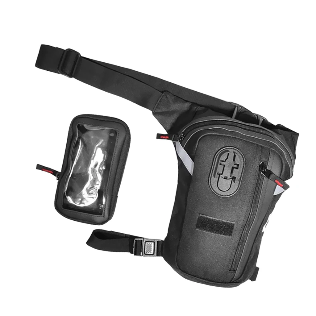 Motorcycle Fanny Pack Racing Drop Leg Bag - Waterproof Outdoor Sport Cycling Hiking Travel Waist Pack Phone Pouch Black