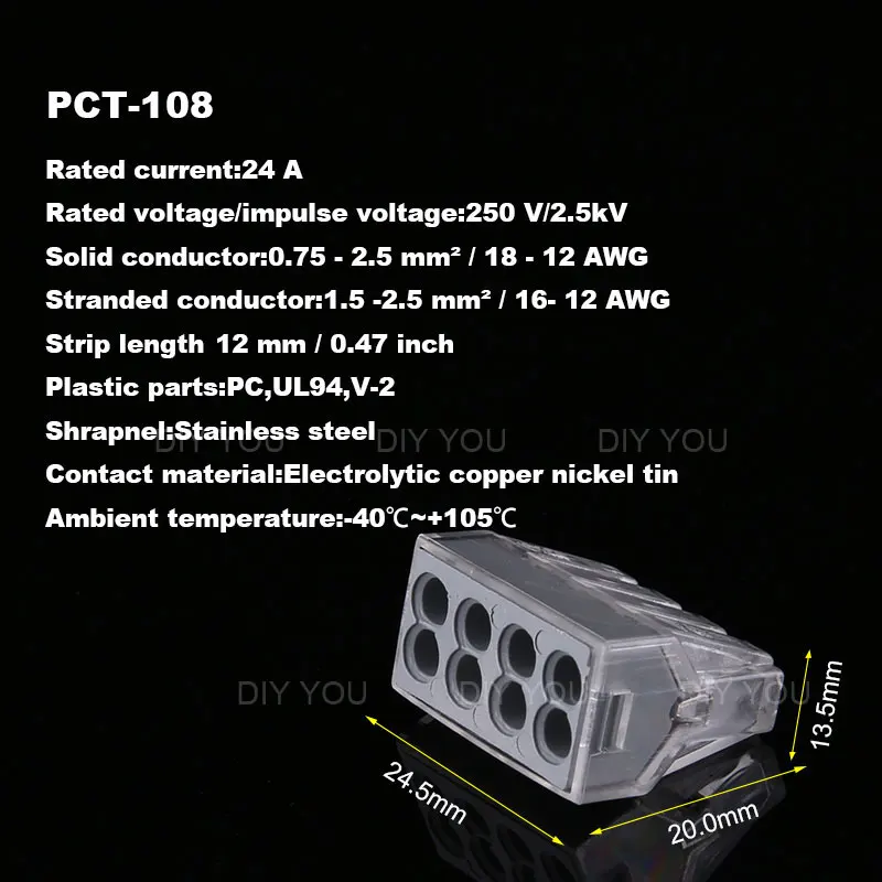 30/50/100 ПК Укрась свою PCT-102/103D/104D/104/106/108 Универсальный Компактный проводной разъем проводки, проводниковый блок