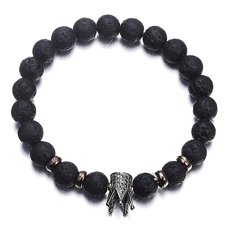 Модный Индивидуальный браслет для женщин или мужчин, трендовые ювелирные изделия из вулканического камня, сплав, корона, винтажный браслет, подарок ns63