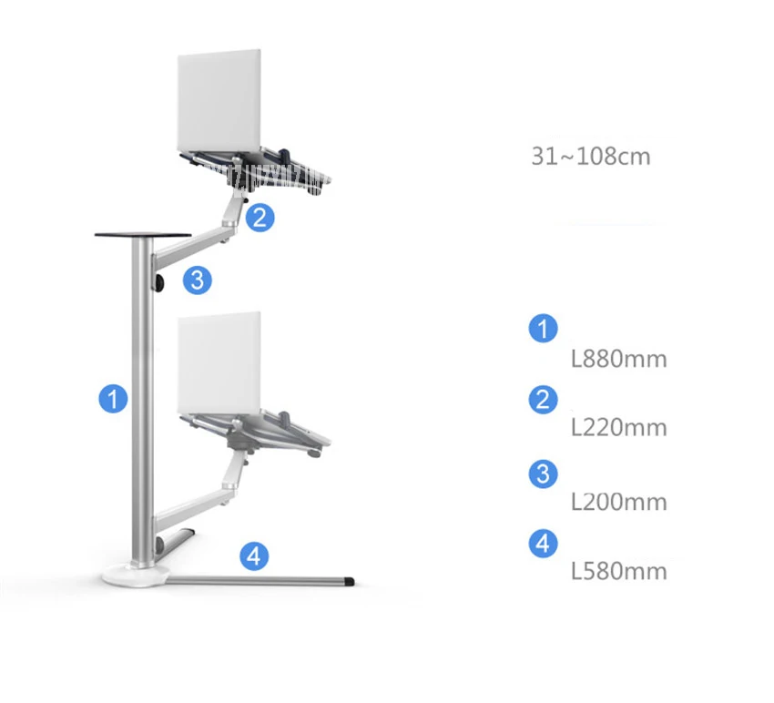 3 в 1 UP-8 Алюминиевый сплав 7-1" планшетный ПК+ держатель для смартфона+ напольная подставка для ноутбука поворотный диапазон высоты 31-108 см