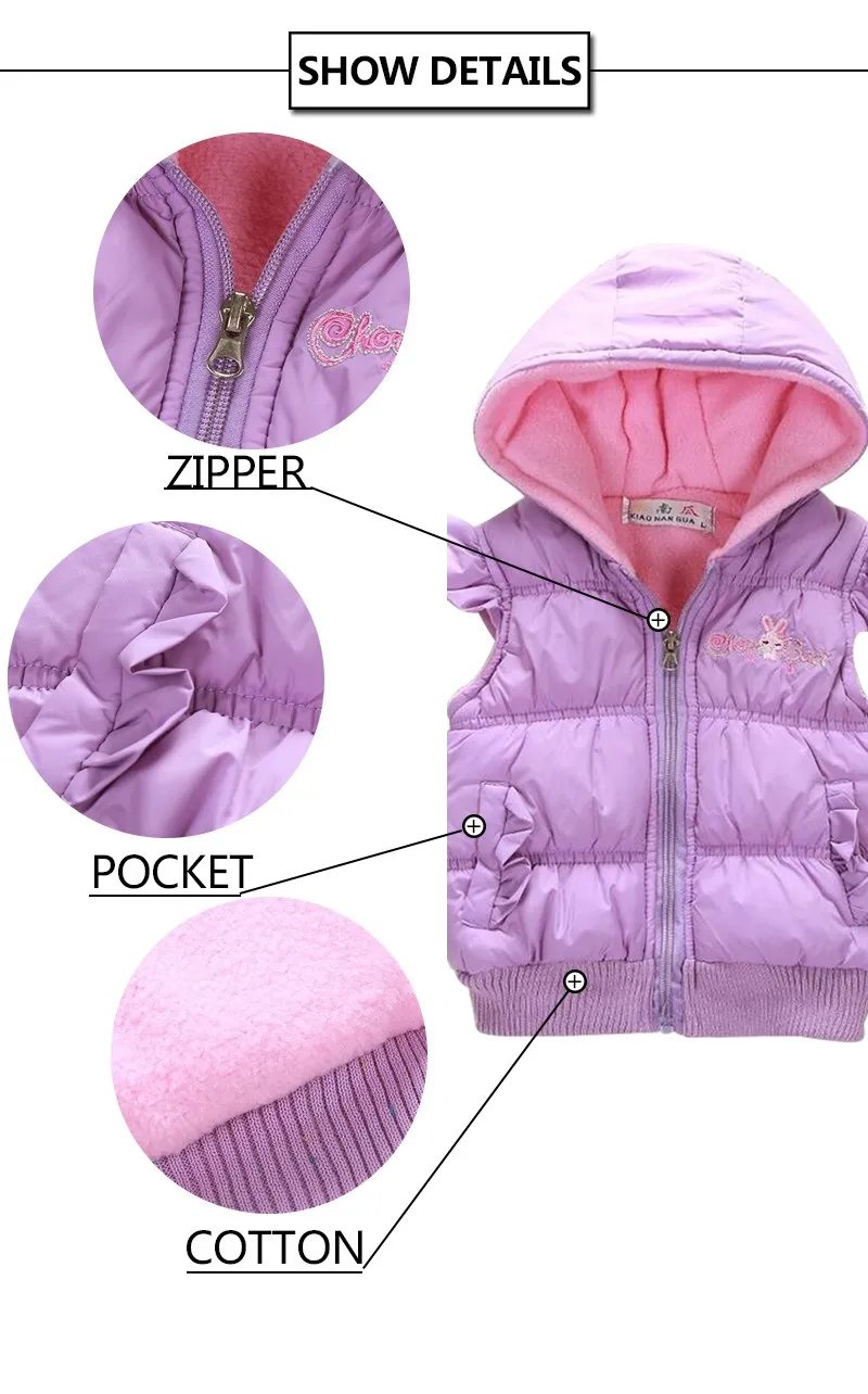 Новинка года; пальто для маленьких девочек 1-4 лет; сезон весна-осень-зима; Детский Теплый жилет; детская куртка; модная одежда с капюшоном и рисунком