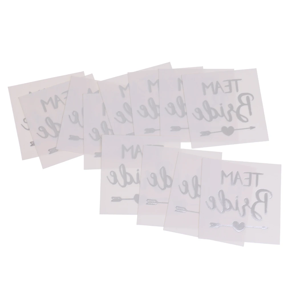MagiDeal 12x Metallic Team Bride Groom Temporary Tattoos Wedding Stickers Waterproof Tattoo Sticker