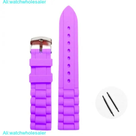 16mm Lovely Purple  Silicone Jelly Rubber Ladies Watch Band Straps WB1002O16JB