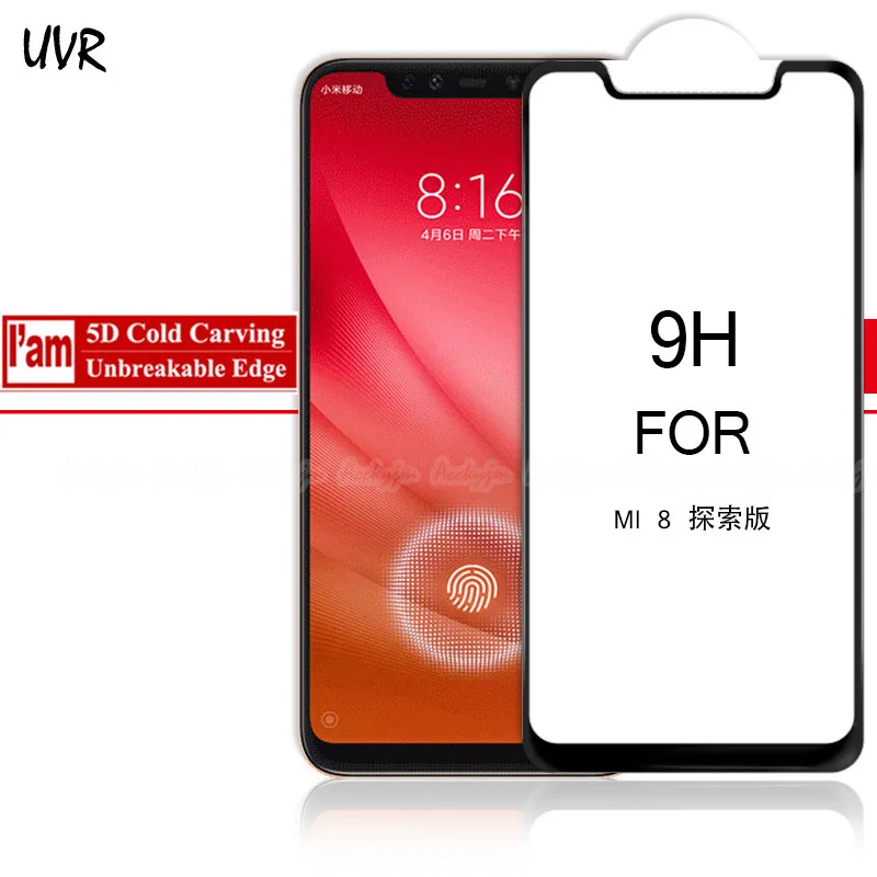 

UVR 5D Cold Carving Tempered Glass For Xiaomi Mi 8 Lite 3D Full Cover Unbreakable Edge Screen Protector For Xiaomi Mi 8 Pro SE