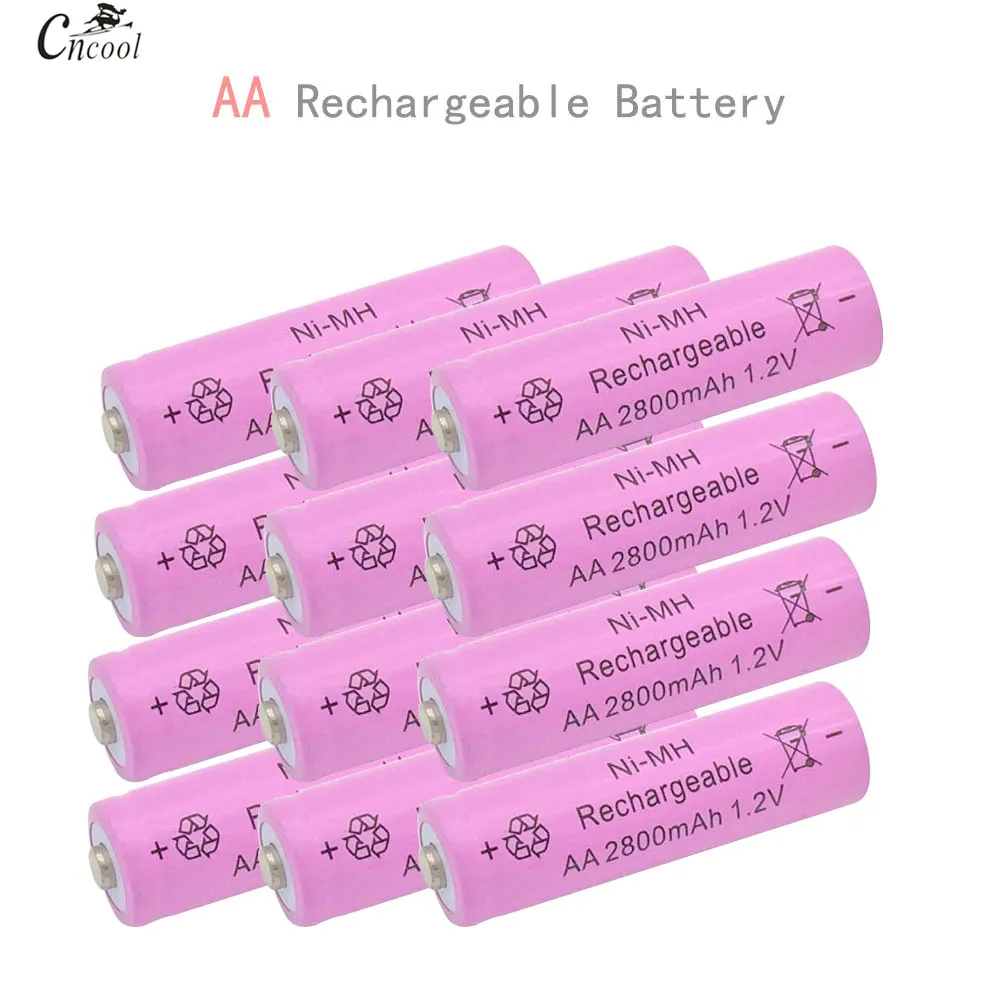 12pcs a lot Ni MH 2800mAh AA Batteries 1.2V AA Rechargeable Battery NI