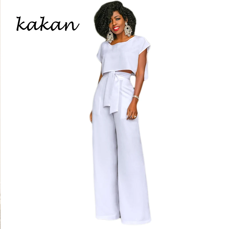 

Kakan summer new women's jumpsuit two-piece loose wide-leg pants irregular jumpsuit suit