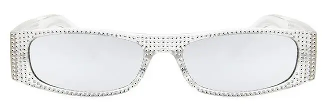 Квадратные Солнцезащитные очки с бриллиантами, женские брендовые солнцезащитные очки маленького размера с кристаллами, женские солнцезащитные очки, новые градиентные очки, зеркальные Оттенки UV400 - Цвет линз: clear silver