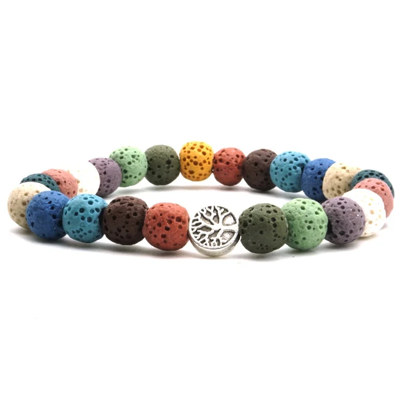 2019 New Tree of Life 8mm Colorful Lava Stone Beads DIY Aromatherapy Essential Oil Diffuser Bracelet Yoga Strand Jewelry | Украшения и