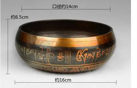 

Decoration Brass Diameter 14cm MEDITATION HEALING GENUINE GLORIOUS OLD YOGA RARE TIBETAN SINGING BOWL copper singing bowls