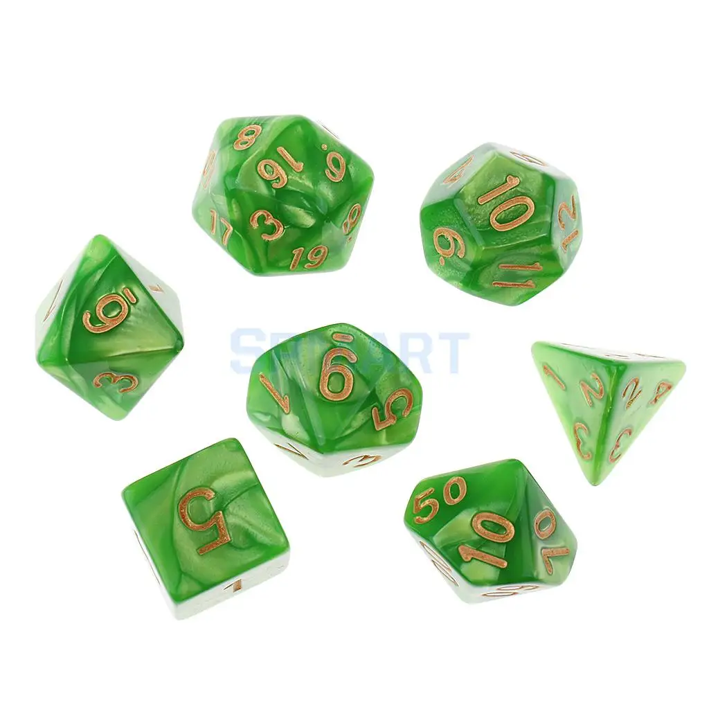 14 pieces Polyhedral Dice D20 D12 D10 D8 D6 D4 16mm for Dungeons and Dragons DND Dice MTG RPG Blue Green