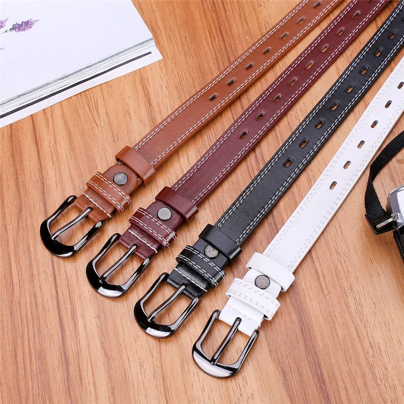 Women Lady Girls Skinny Belt Thin Leather Buckle Narrow Waistband Leather belt for women Fashion Accessory 40JA045