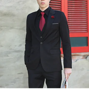 

Custom men's suit men's suit three-piece suit (coat + pants + vest) wedding groom groomsmen dress dance dress.