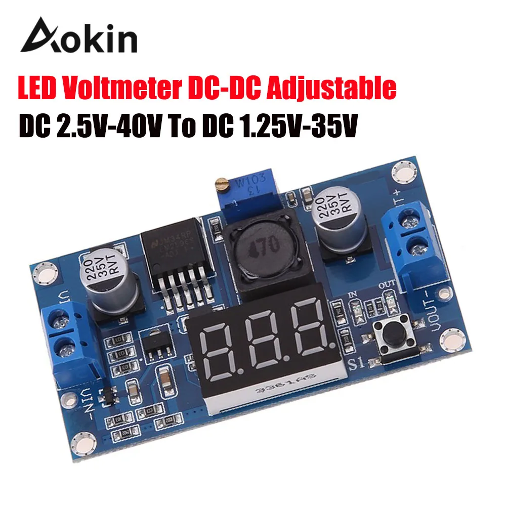 DC в LM2596 LM2596S модуль питания + светодиодный вольтметр Регулируемый понижающий с