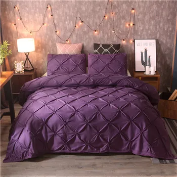 

Luxury Pinch Pleat Duvet Cover Set 2/3pcs Purple Black White Twin/Queen/King Bedding Sets (No filling,No sheet)