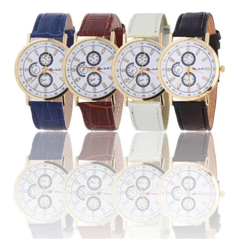 

2017 Business Style Mens Watches New Top Brand Luxury Fashion casual Rome Article Leather Band Analog Quartz Vogue Wrist Watches