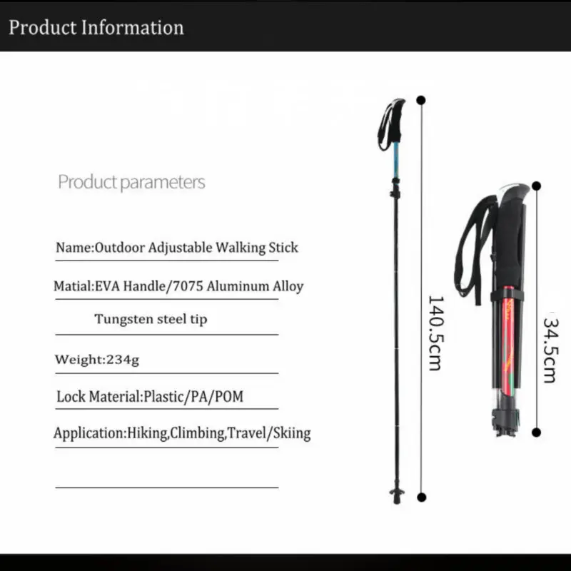 1pcs Telescopic 4 Section Adjustable Hiking Trekking Walking Pole Cane Stick Crutch Aluminum Alloy Folding Cane Walking Sticks 1pcs Telescopic 4 Section Adjustable Hiking Trekking Walking Pole Cane Stick Crutch Aluminum Alloy Folding Cane Walking Sticks