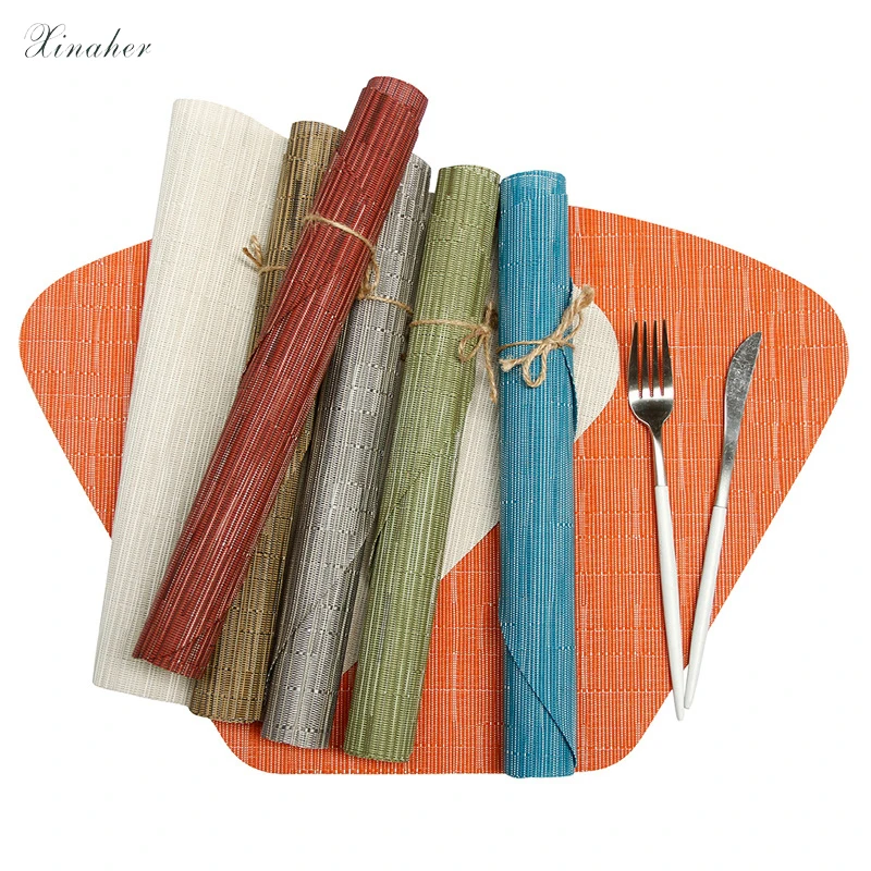 

1PC fan shape Design Table Ramie Insulation Pad Round Placemats PVC Table Mats Kitchen Accessories Decoration Home Pad Coaster