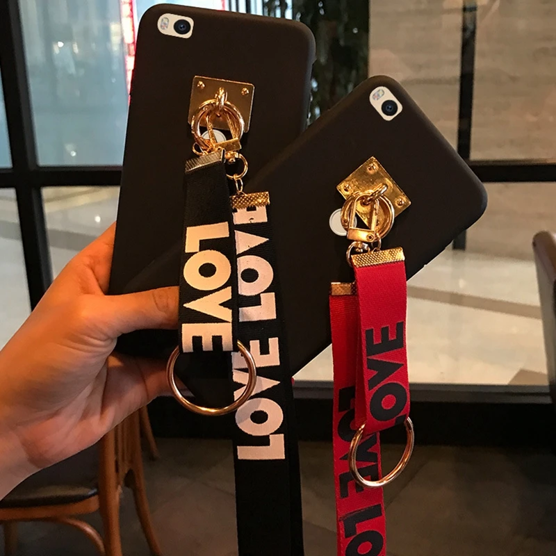 

Plain With lanyard For xiaomi Redmi 4X Mi MIX 2 Mi Max 2 Case Matte Smiley Face Pendant Removable TPU Silicone Soft Shell