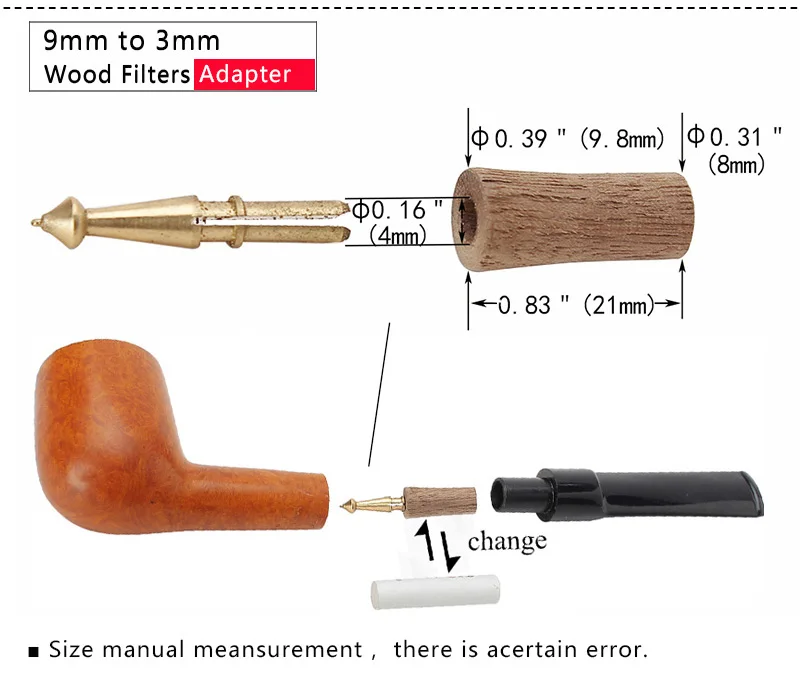 RU-MUXIANG 3/5/10 шт./партия дерево 9 мм до 3 мм металлический фильтр адаптер с рисунком курительной трубки и аксессуары фильтр смены fg0011