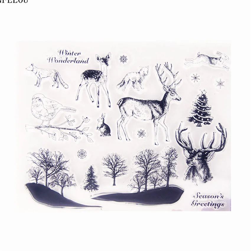 

PANFELOU forest deer Transparent Silicone Rubber Clear Stamps cartoon for Scrapbooking/DIY Christmas wedding album